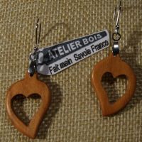 Oorbellen hart hout handgemaakte sieraden bruiloft hout