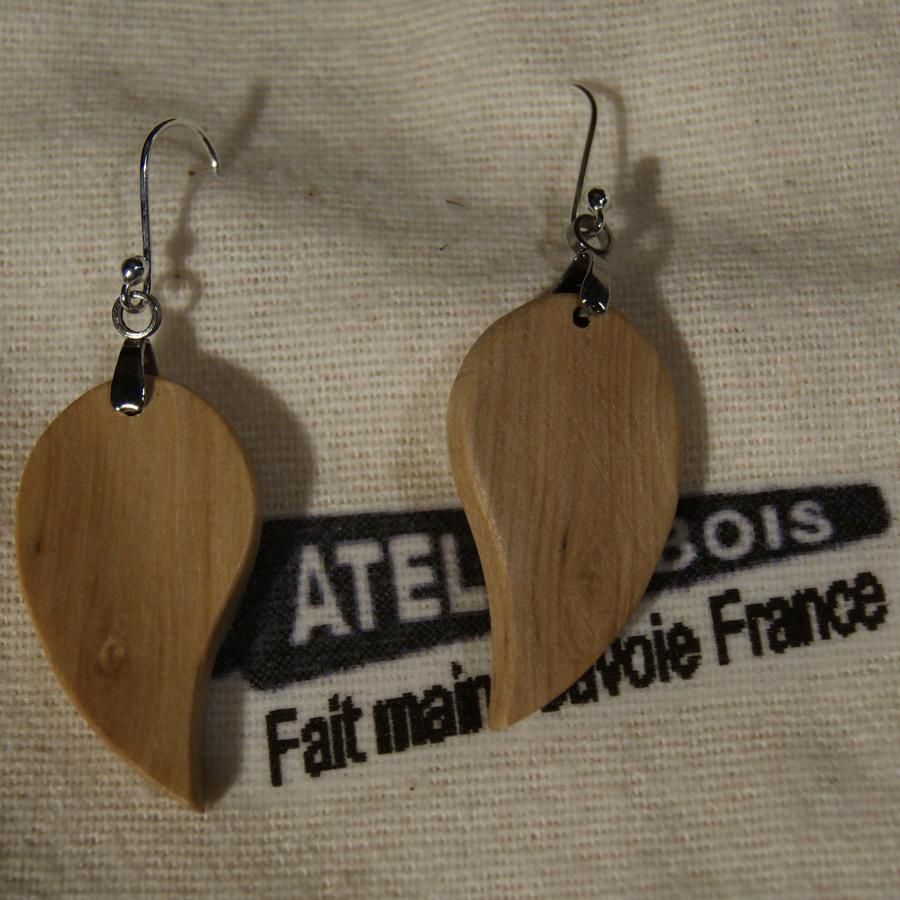 rond blad oorbellen charme ethische houten sieraden, natuur sieraden gewaxt, handgemaakt