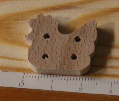 Knoop kip 25mm massief hout handgemaakt naaien scrapbooking hobby