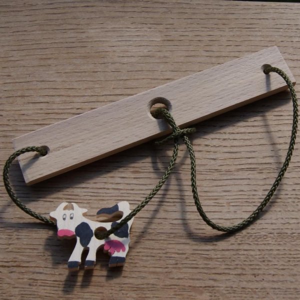 Puzzelbreker La vache, hout en touw handgemaakt