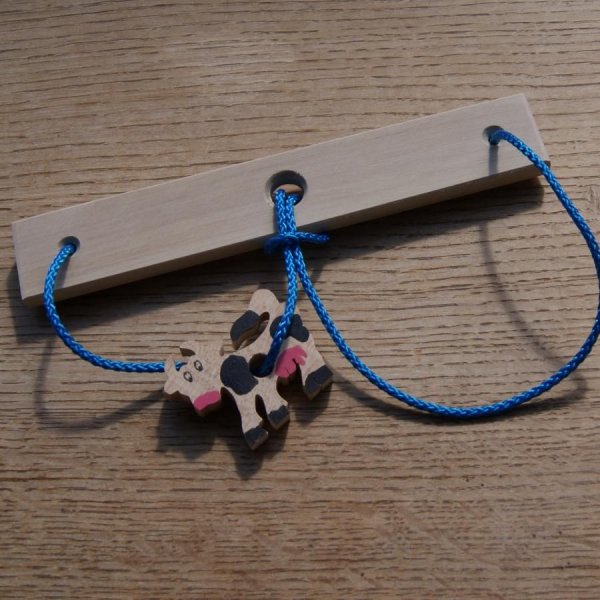 Puzzelbreker La vache, hout en touw handgemaakt