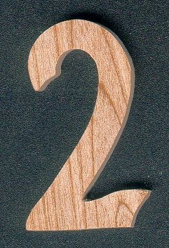 Nummer 2 in hout 5 cm markering