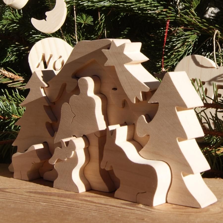 Houten puzzel om te beschilderen, 10 stukken handgemaakt in massief esdoorn.