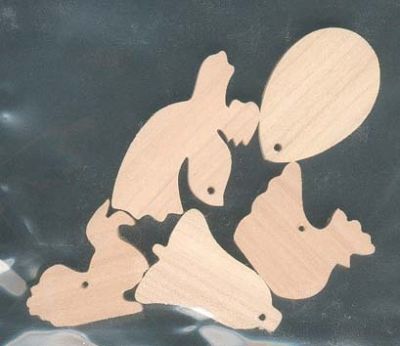 5 deco's voor Pasen of Kerstmis te schilderen om op te hangen op massief esdoornhout handgemaakt
