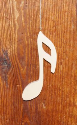 Houten dubbelkruis 15cm, muzieknoot