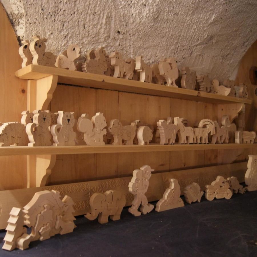 olifant puzzel 4 stukken massief beukenhout, handgemaakt, savanne dieren