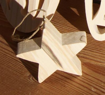 Ster 5x5 cm in massief berkenhout, handgemaakte kerstversiering