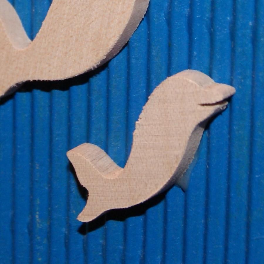 dolfijn beeldje 2,5 x 2,7 cm massief esdoornhout om te schilderen 3mm dik handgemaakt scrapbooking versiering