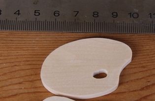 miniatuur beeldje schilderspalet in massief esdoornhout, 3mm dik, te versieren, te lijmen, handgemaakte scrapbooking embellishment