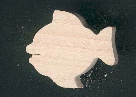 Houten visfiguur 2,5 x 3 cm, handgemaakt, te schilderen