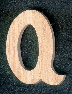 Massief houten letter Q om te schilderen en te lijmen, handgemaakt