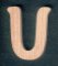 Houten letter U, hoogte 5 cm, gemaakt van essenhout