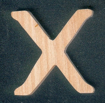 Houten letter X, hoogte 5 cm