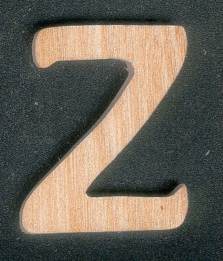 Letter Z van essenhout hoogte 5 cm