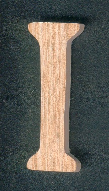 Letter I van massief hout, handgemaakt, markering, te plakken