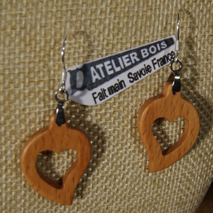Beukenhouten hartenset, oorbellen en hanger, houten huwelijkscadeau idee, Valentijnsdag, handgemaakt