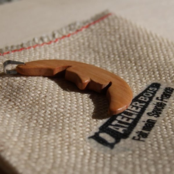 Maanset, oorbellen en hanger van beukenhout, handgemaakt