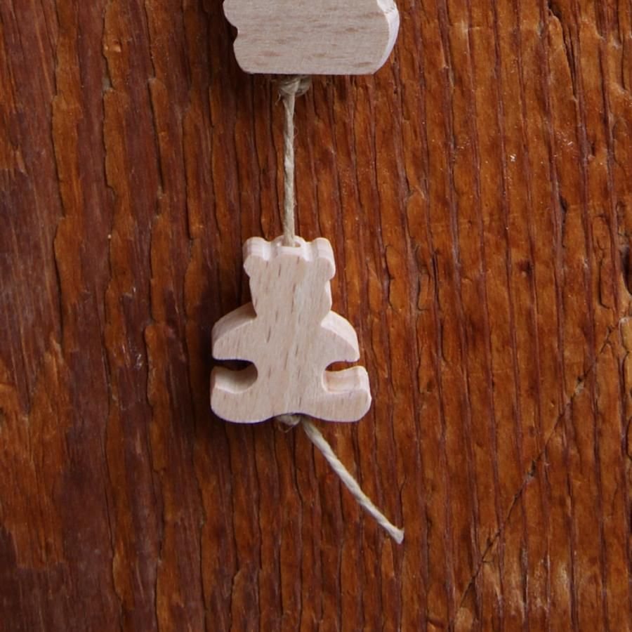handgemaakte houten kraal teddybeer voor mobiel en ophanging, verticale boring massief beuk