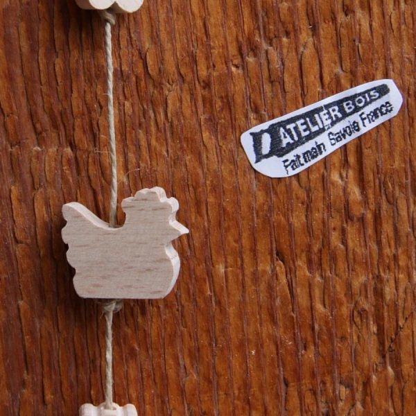 houten kraal kip verticaal geboord mobiel en ophanging handgemaakt