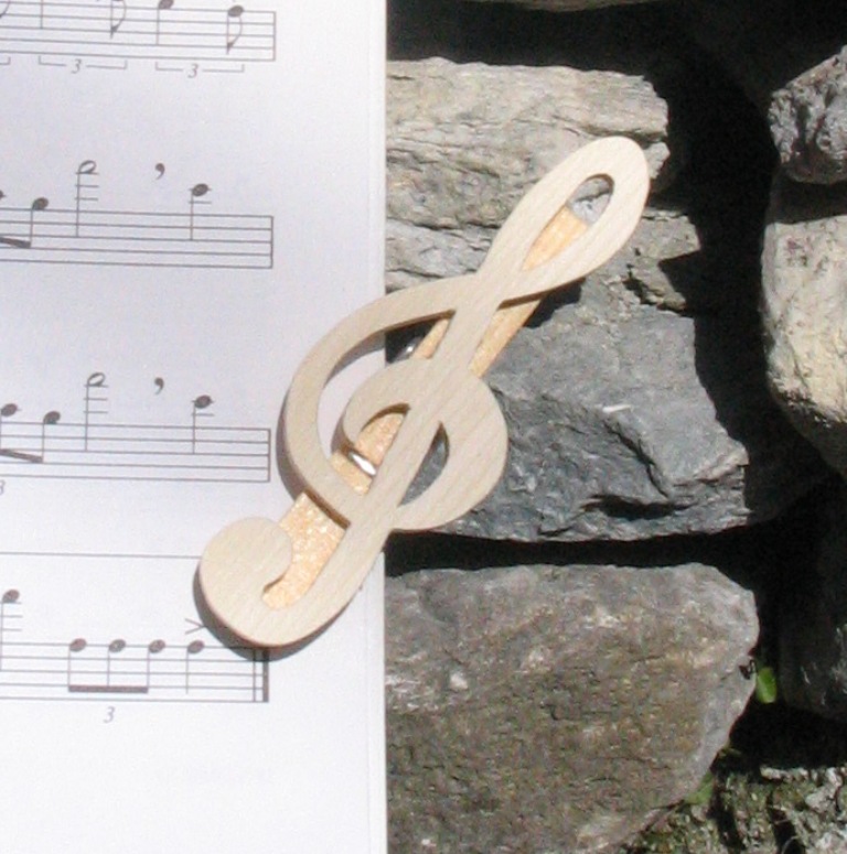 handgemaakte massief esdoorn muziekclip voor G-clef als geschenk voor muzikanten
