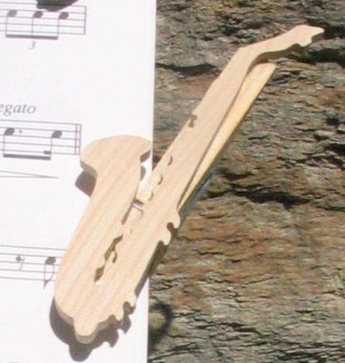 saxofoon muziekclip handgemaakt saxofonist cadeau hout