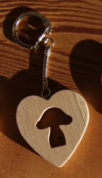 hart en paddestoel sleutelhanger