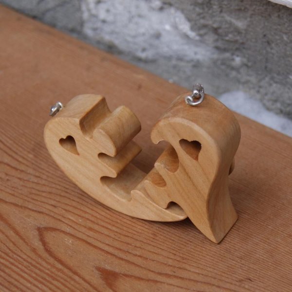 porte clef coeur puzzle bois pour amoureux, saint valentin