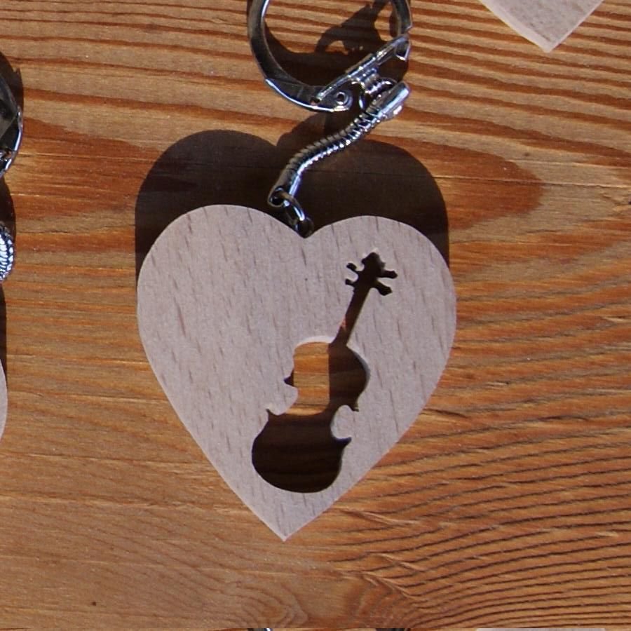 hart en viool sleutelhanger, handgemaakt, violist cadeau