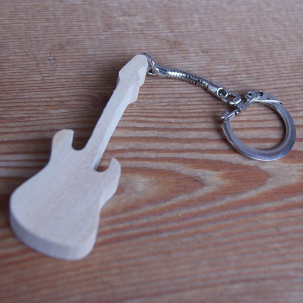 sleutelhanger voor elektrische gitaar van massief kersenhout, handgemaakt geschenk voor muzikanten en gitaristen