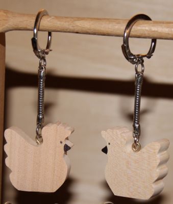 handgemaakte massief kersenhout kip sleutelhanger