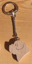 sleutelhanger hondenkop Sint Bernard, golden retriever handgemaakt massief hout