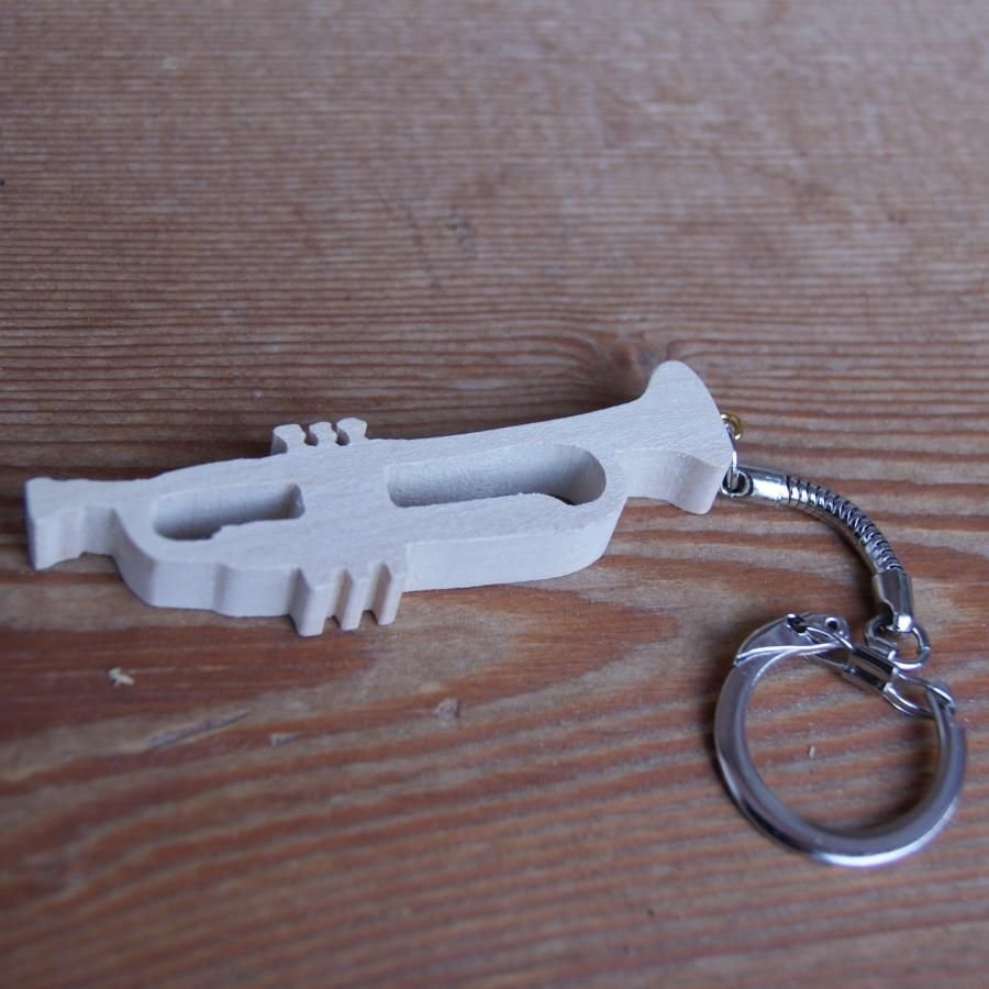 trompet sleutelhanger in massief hout, origineel en nuttig geschenk voor trompettist, handgemaakt