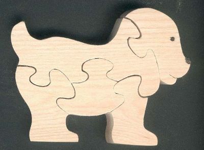 Houten puzzel hond 5 stukjes in beukenhout, huiselijke aniamux