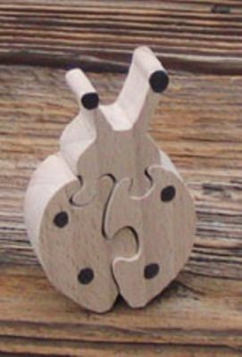 Houten puzzel lieveheersbeestje 3 stukjes Beuken, de tuinvriend