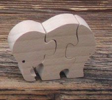 3-delige puzzel olifant massief hout, handgemaakt, savanne dieren
