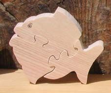 Houten puzzel vis 3 stukken Massief beukenhout, handgemaakt