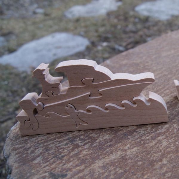 puzzle 7 pieces bateau et p&ecirc;cheur fabrication artisanale