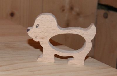 Servetring hond handgemaakt in massief hout