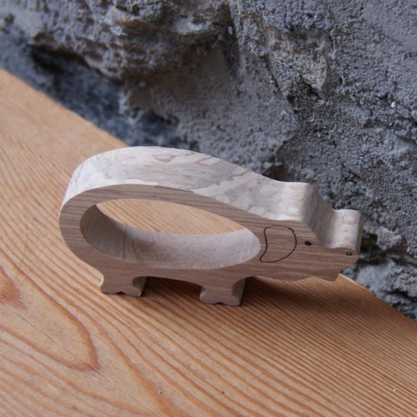 Servetring varken om te schilderen, massief hout, handgemaakt