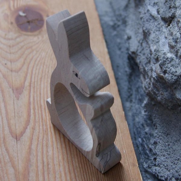 Handgemaakte massief houten servetring voor konijnen