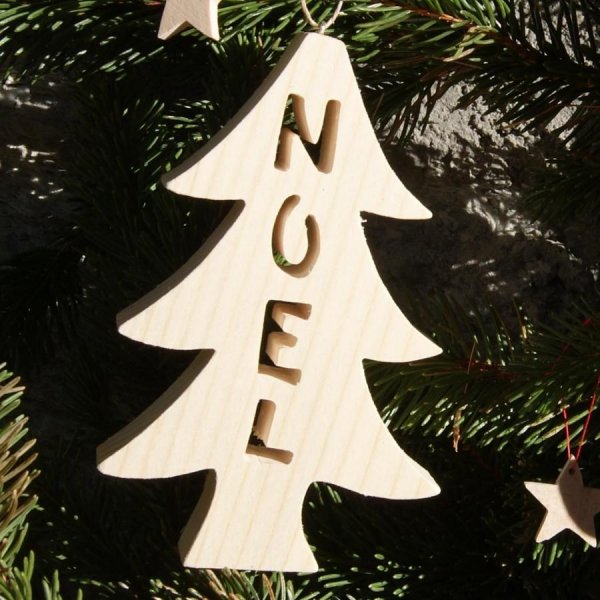 Kerstbal 12 cm in hout