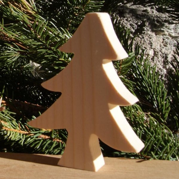 Kerstboom 10 cm in massief hout, handgemaakt, 20mm dik, te schilderen