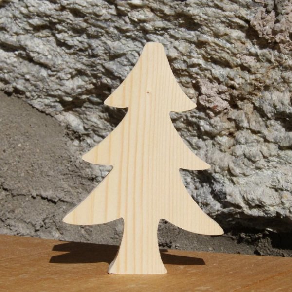 Kerstboom 10 cm in massief hout, handgemaakt, 20mm dik, te schilderen