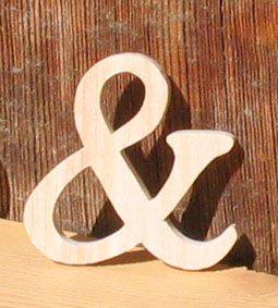 teken en, massief houten ampersand om op te plakken, handgemaakt, scrapbook versiering, deco