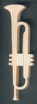 Lange houten trompet 20cm, sparrenhout, muzikale decoratie, cadeau voor trompettist, handgemaakt