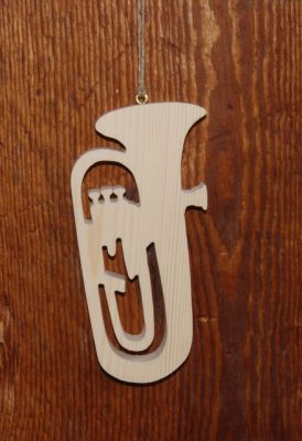 tuba en bois massif ht 20 cm decoration theme musique fait main cadeau musicien tubiste