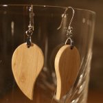 rond blad oorbellen charme ethische houten sieraden, natuur sieraden gewaxt, handgemaakt