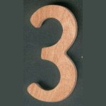 Nummer 3 ht 10cm in hout aan stok