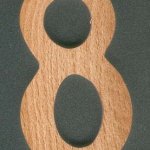 Nummer 8 ht 8cm, markering, handgemaakt massief hout