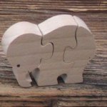 3-delige puzzel olifant massief hout, handgemaakt, savanne dieren